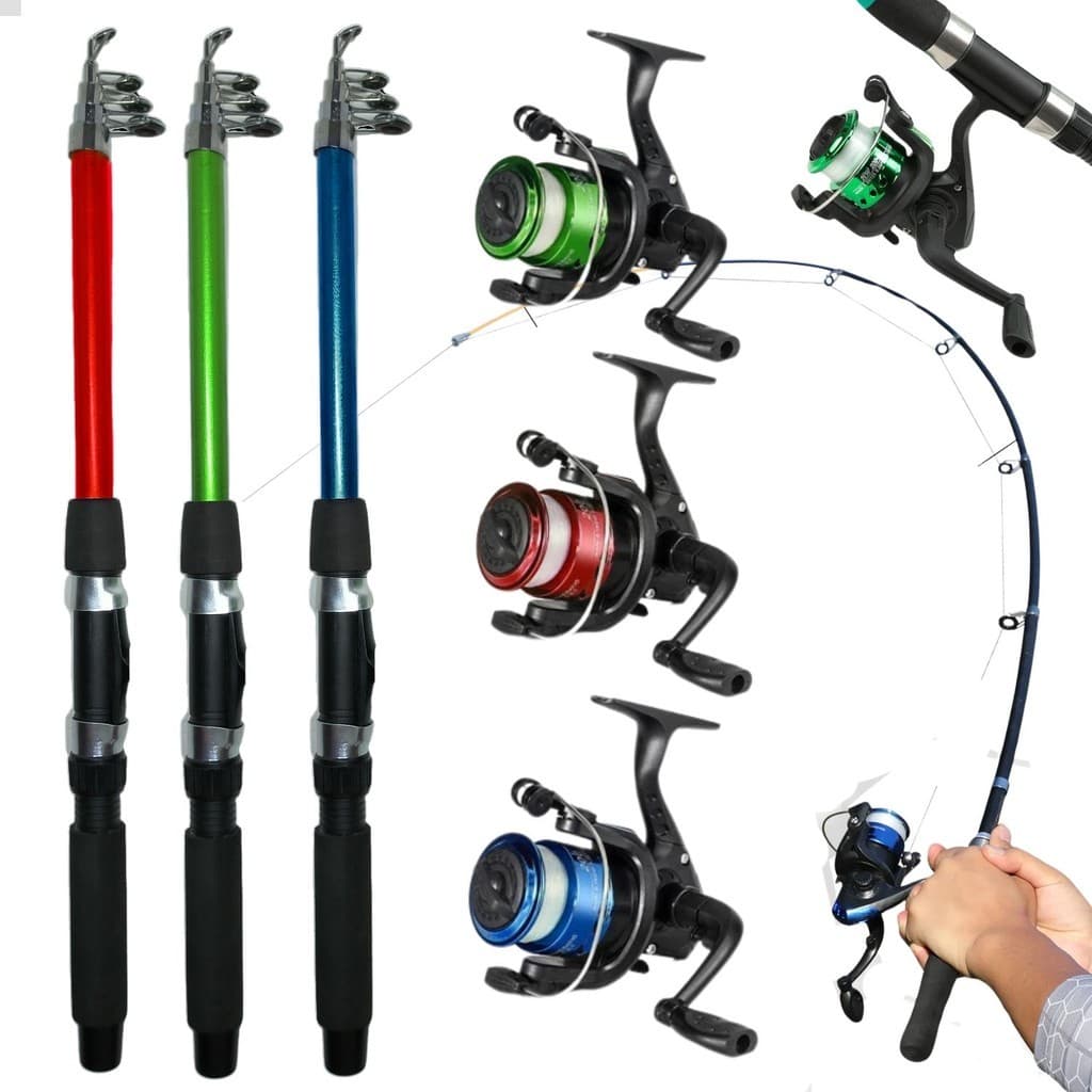 Kit Pesca 3 Vara E 3 Molinete Leve + Linha Pescaria Completo