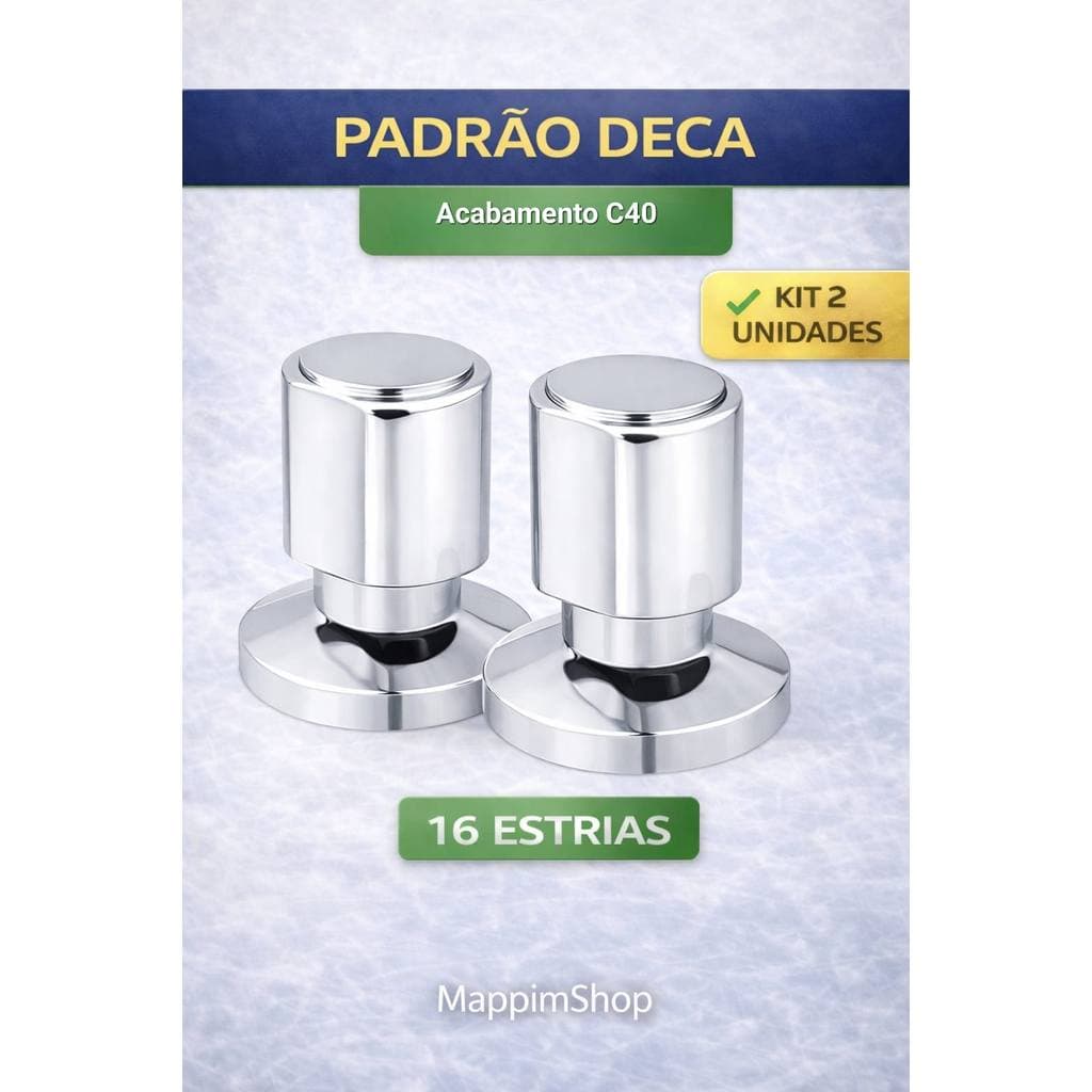 Acabamento para Registro de Pressão / Gaveta C-40 1/2 3/4 Compatível com padrão Deca – 16 estrias
