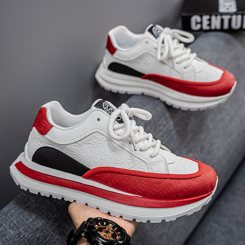 2025 masculino novo estilo de sola grossa tênis de cano baixo Casual All-Match tênis bloco de cores