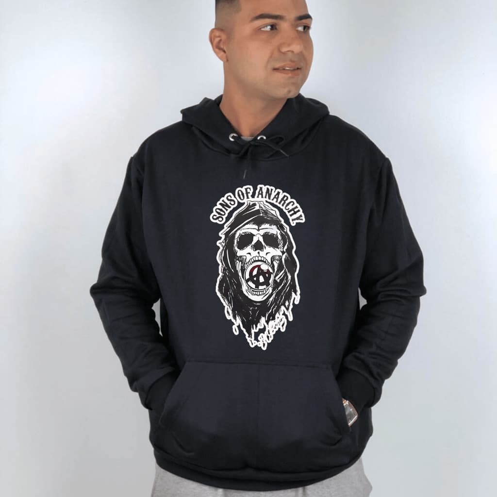 Moletom Sons Of Anarchy SAMCRO Moto Clube Casaco Blusa De Frio com capuz e bolso