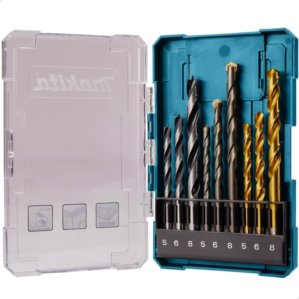 Jogo De Brocas Makita 9 Peças 5mm a 8mm Concreto Madeira E Metal D-71962 Original Alta Durabilidade