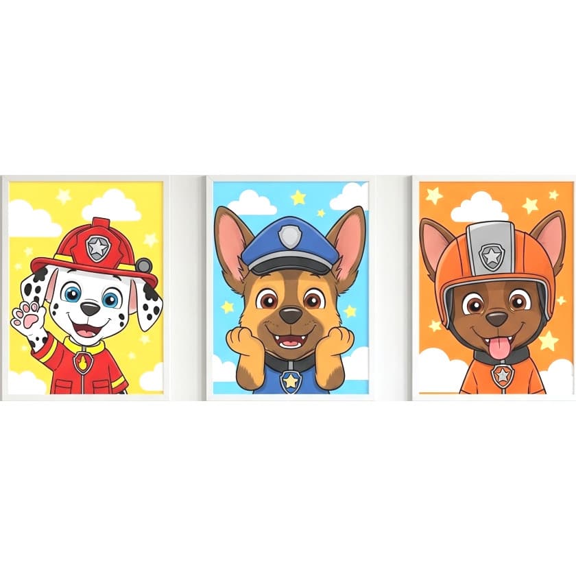 Quadros Decorativos Infantil Cachorrinhos Heróis Decoração Quarto Bebê Menino