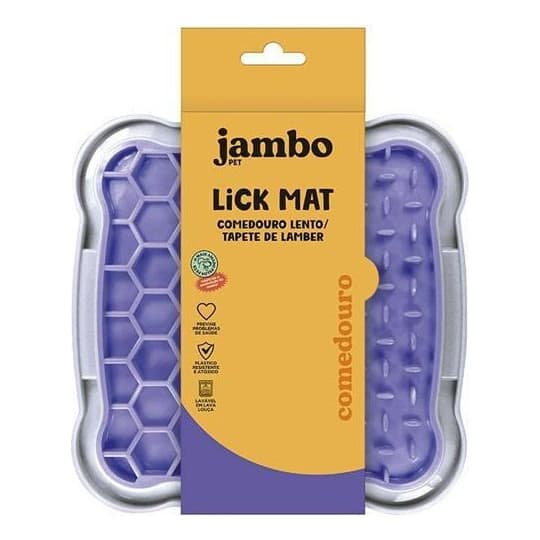 Comedouro Lento Tapete Lambe Lick Mat Jambo Quadrado Lilas Laranja