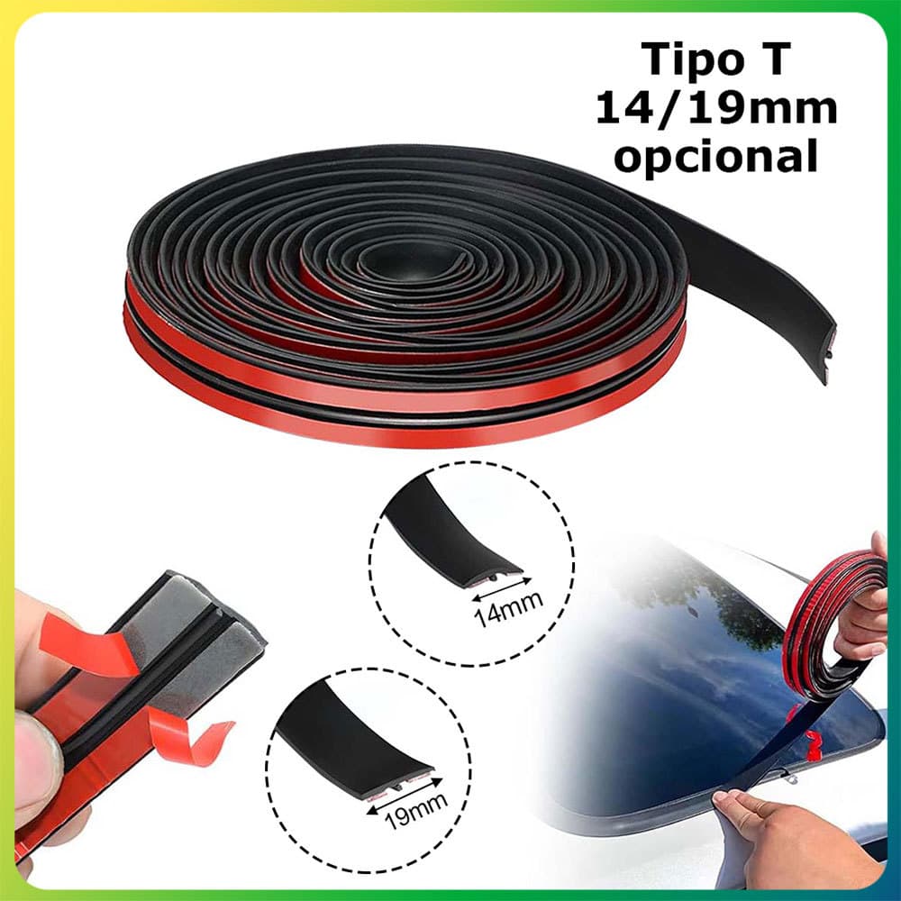 2m T-tipo 14/19mm tira de borracha tira de isolamento acústico tira de vedação tira de proteção do pára-brisa do carro