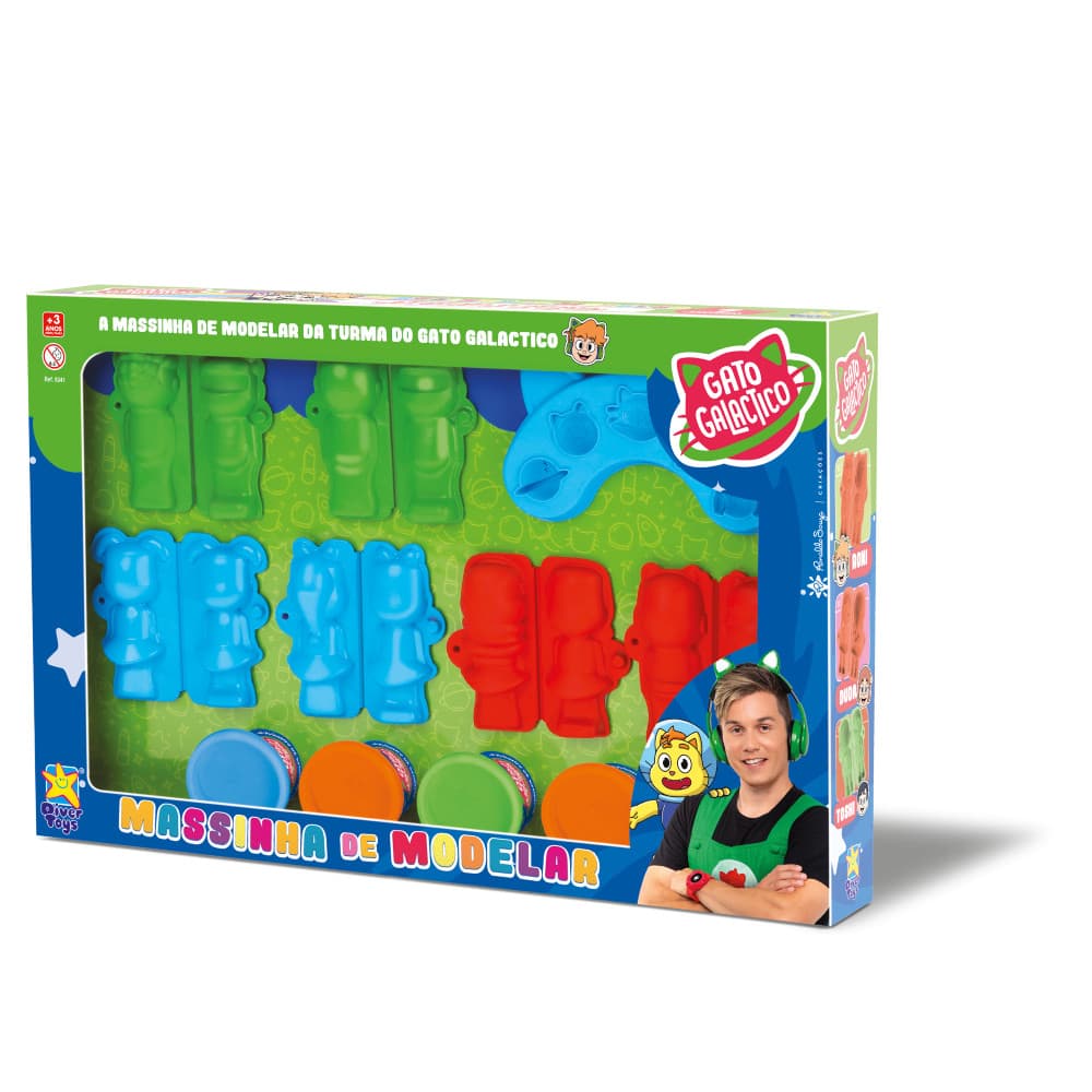 Kit Massa de Modelar Gato Galáctico Diver Massas - Original Divertoys