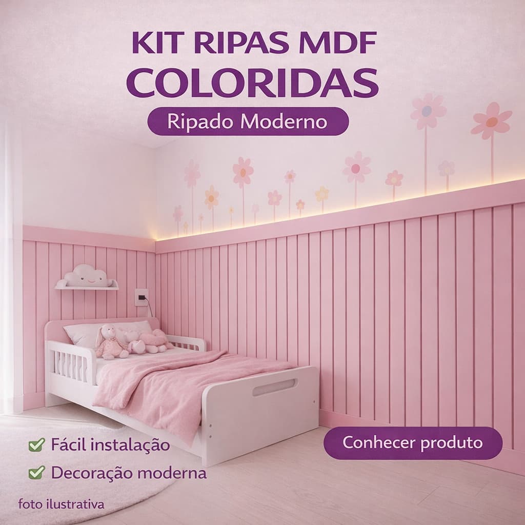 Kit Ripas MDF 120x5cm Painel Ripado Colorido Shiplap Decoração Sala Quarto