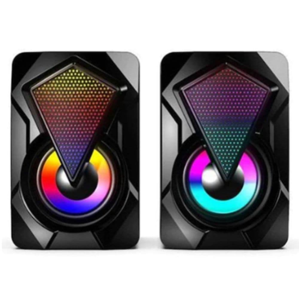 Caixa de Som USB 2.0 6W RMS Controle Volume e Iluminação RGB