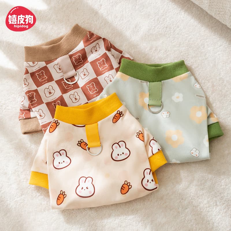 Cão de estimação dos desenhos animados impressão completa tração duas pernas Loungewear roupas para cães de duas pernas