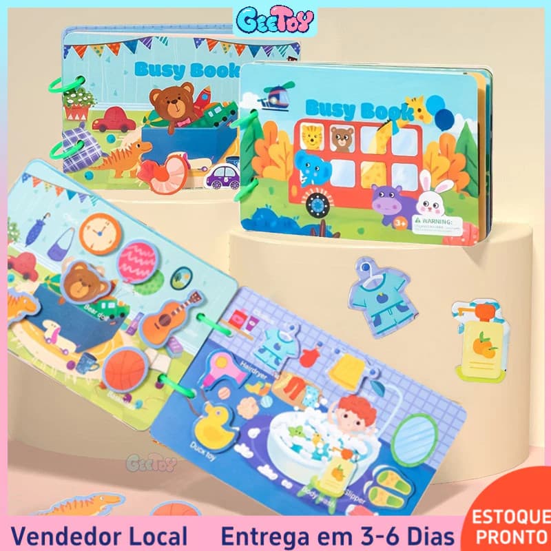Livro de atividades montessori - Quebra cabeça de números - Correspondência com colagem