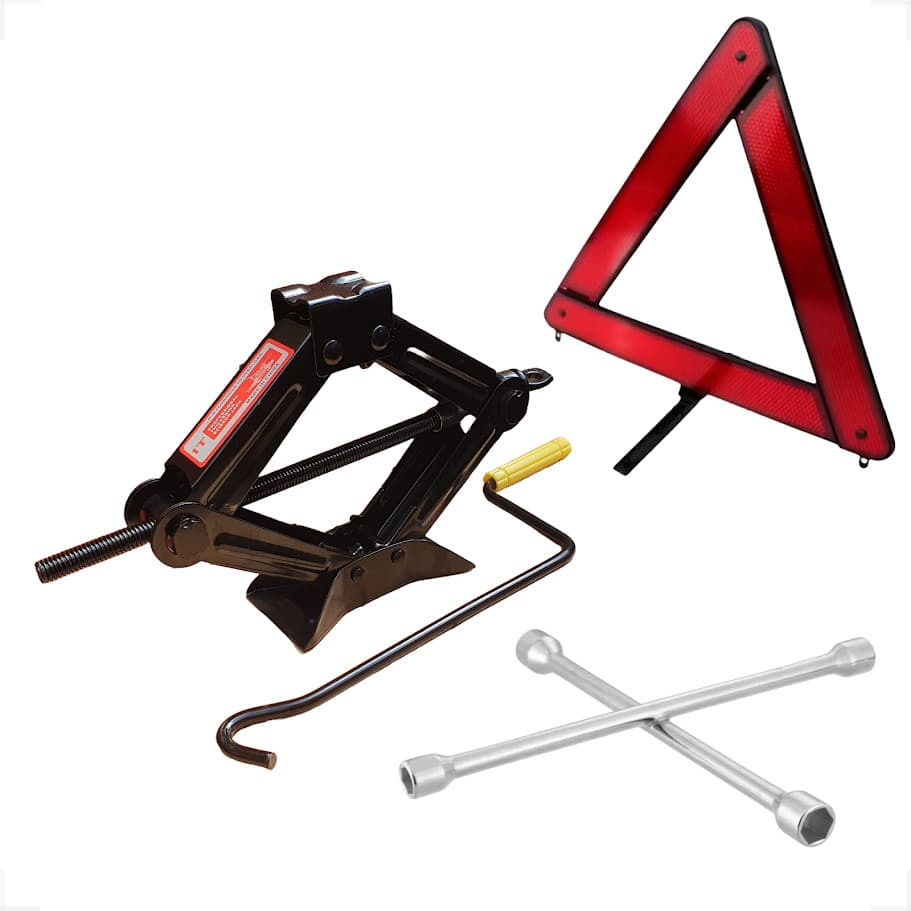 Kit Macaco 1 Ton Sanfona+ Triângulo Sinalizaçao + Chave Roda