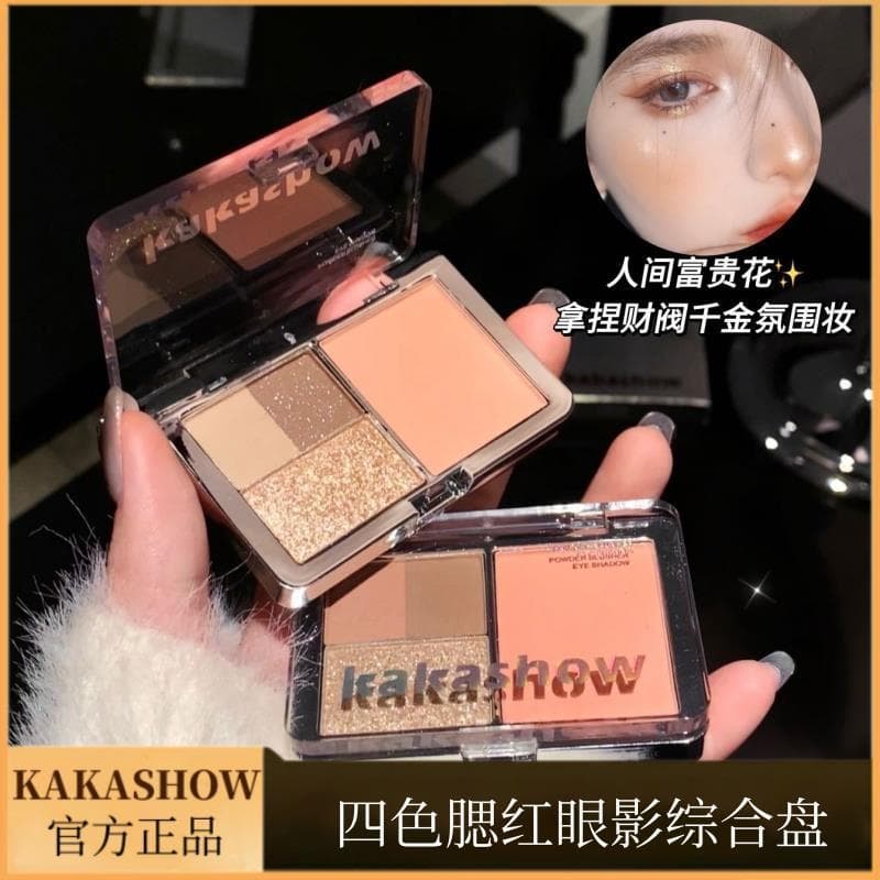 Kakashow quatro cores Blush sombra paleta abrangente Base cor fosco perolado suave delicado estilo estudante início 8 pa