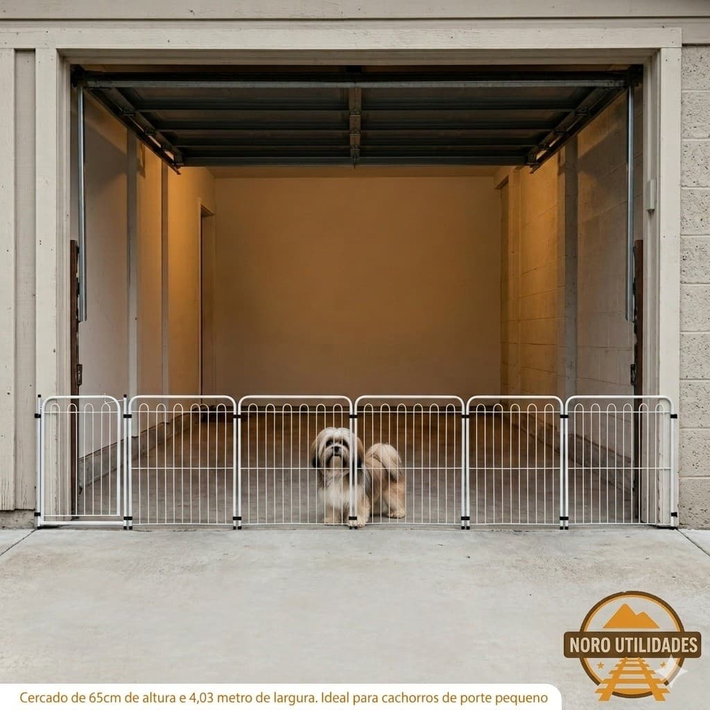 Cercado Pet Cachorro Dobrável 65cm altura 5 Módulos + Portão Aço 4,03m Largura Segurança e Qualidade