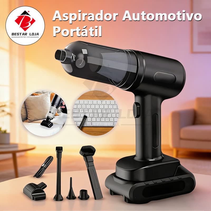 BESTAR LOJA  Aspirador Automotivo Portátil - Alta Potência e Design Compacto para seu Carro