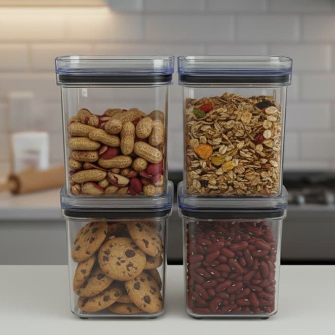 Kit 4 Potes Herméticos 1,1L Porta Mantimentos Organização Cozinha