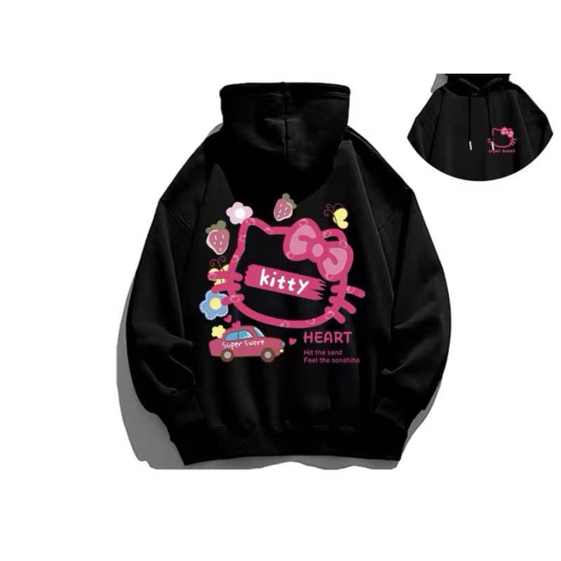 Moletom Canguru Hello Kitty Estampado Blusão Coreano Versátil Casaco Inverno Promoção Envio Rápido