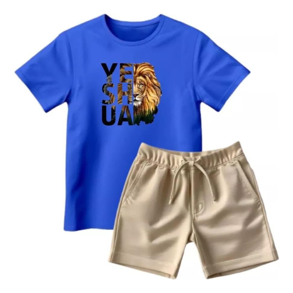 Camiseta + Short Conjunto Infantil Leao Moda Teen Conjunto De Bermuda Juvenil Conjunto De Bermuda Juvenil