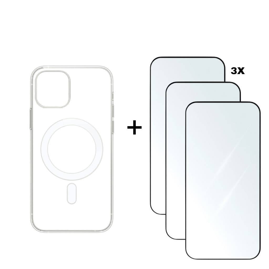 Kit 4em1 Capa MagSafe + 3X Película Vidro Temperado 3D iPhone 11 12 13 14 15 16 Pro Max | Conecta Tech
