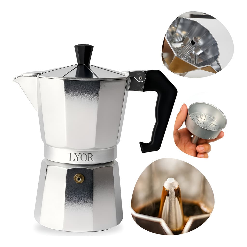 Lyor Cafeteira Italiana Moka Em Alumínio 6 Xicaras Café
