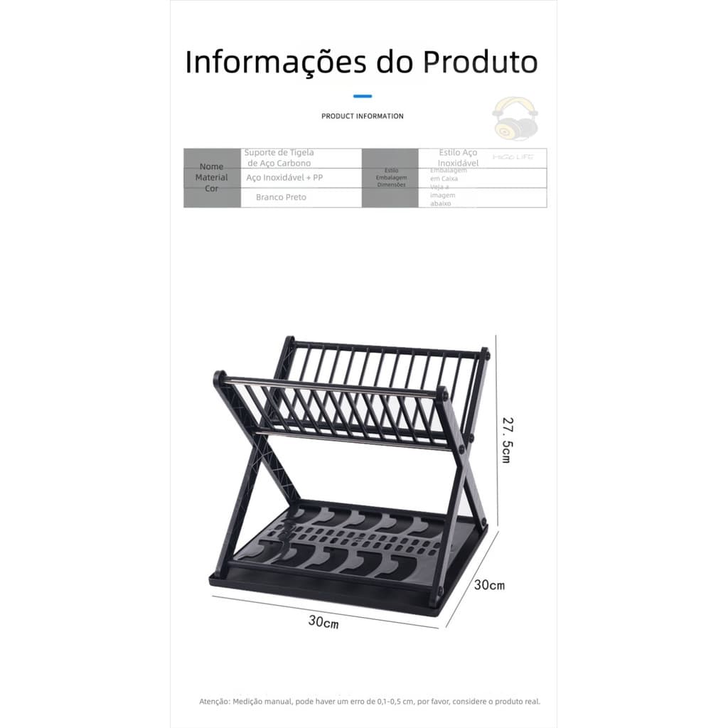 Escorredor para Louças, Pratos e Talheres Plastico Top Chef Super Resistente