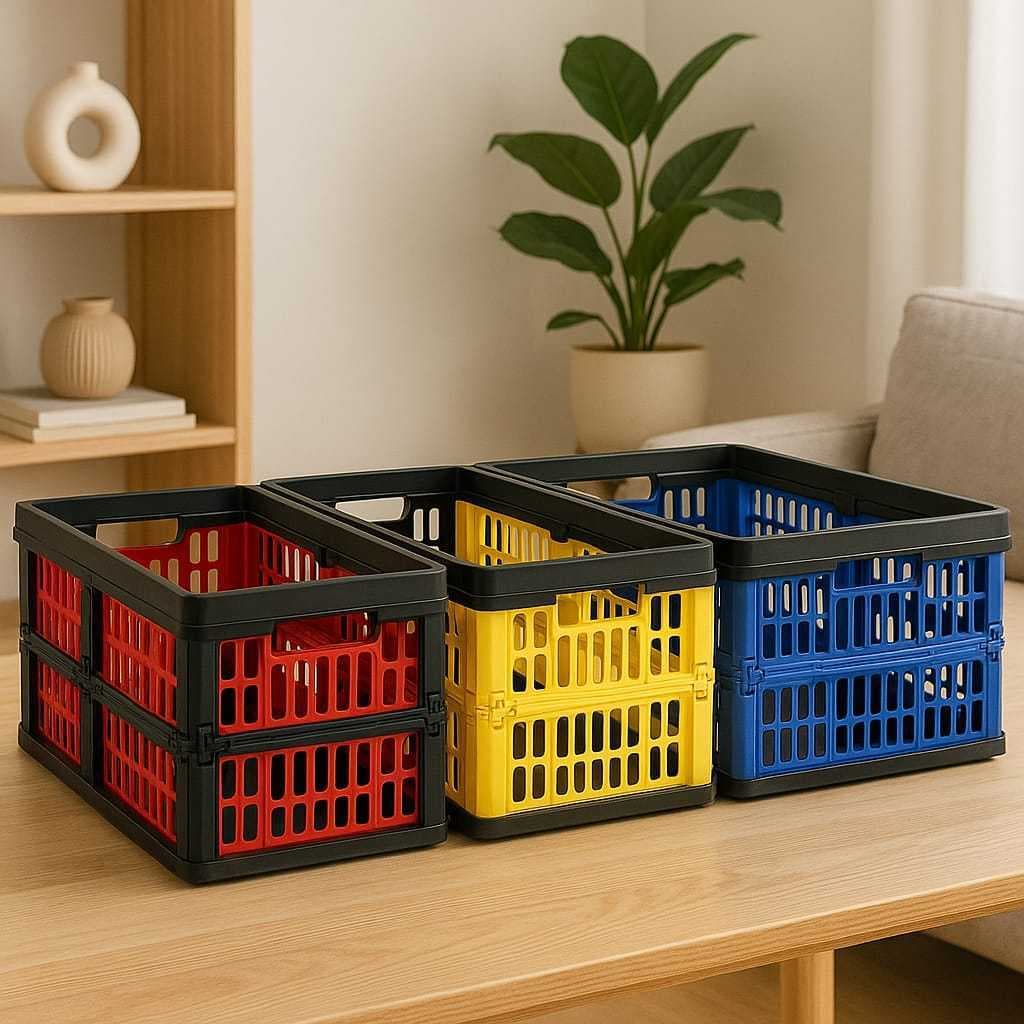 Caixa Plástica Grande Organizadora Flexivel 45 Litros Dobrável com Alça 54x38cm Helsim