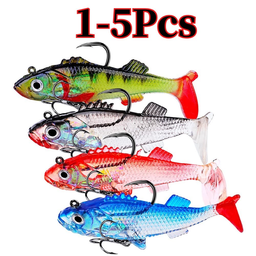 1-5 Pçs Wobblers Iscas Artificiais Equipamento De Pesca Isca De Silicone Macio Para Mar Baixo Colher Pique Carpa Swimbai