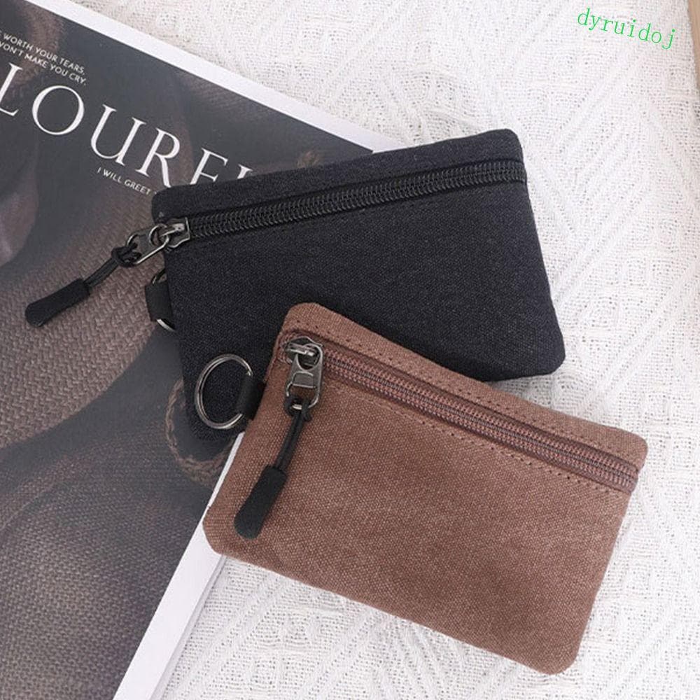 DYRUIDOJ1 Bolsa De Moedas De Lona , Portátil Com Chaveiro , Mini , Durável Retrô De Cor Sólida