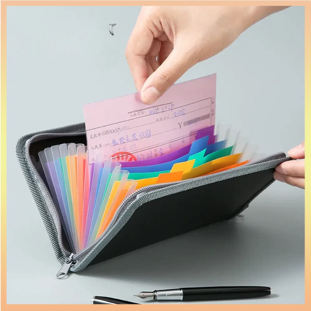 Pasta Expansível Colorida A6, 13 Compartimentos, Usada para Armazenar Contas e Documentos, Bolsa de Armazenamento com