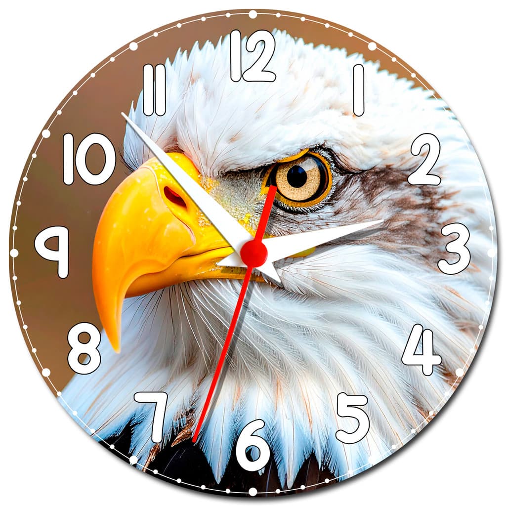 Relógio de Parede Estampa de Águia Bald Americana Decorativo