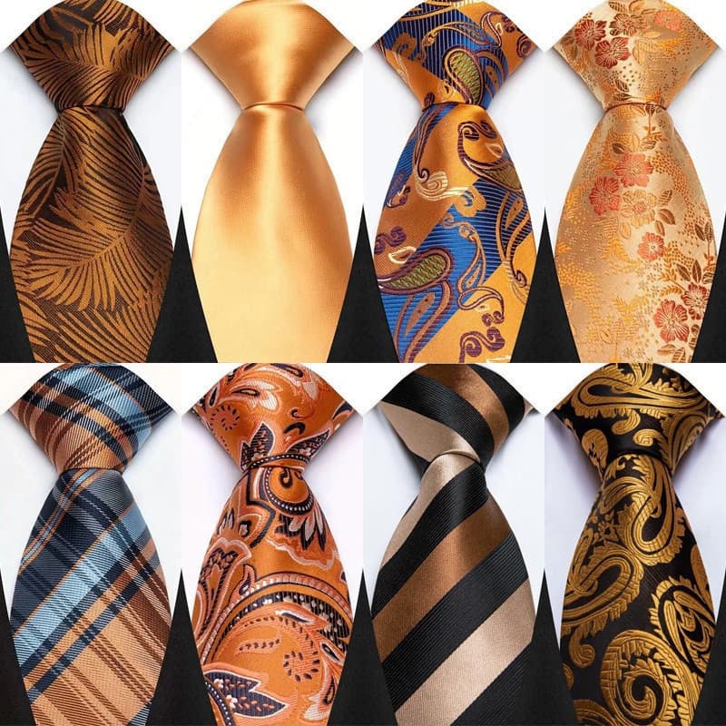 Gravatas Masculinas De Luxo De 8 Cm , Laranja , Marrom , Amarelo , Listras , Vestido Clássico Formal , Gravata Corbatas
