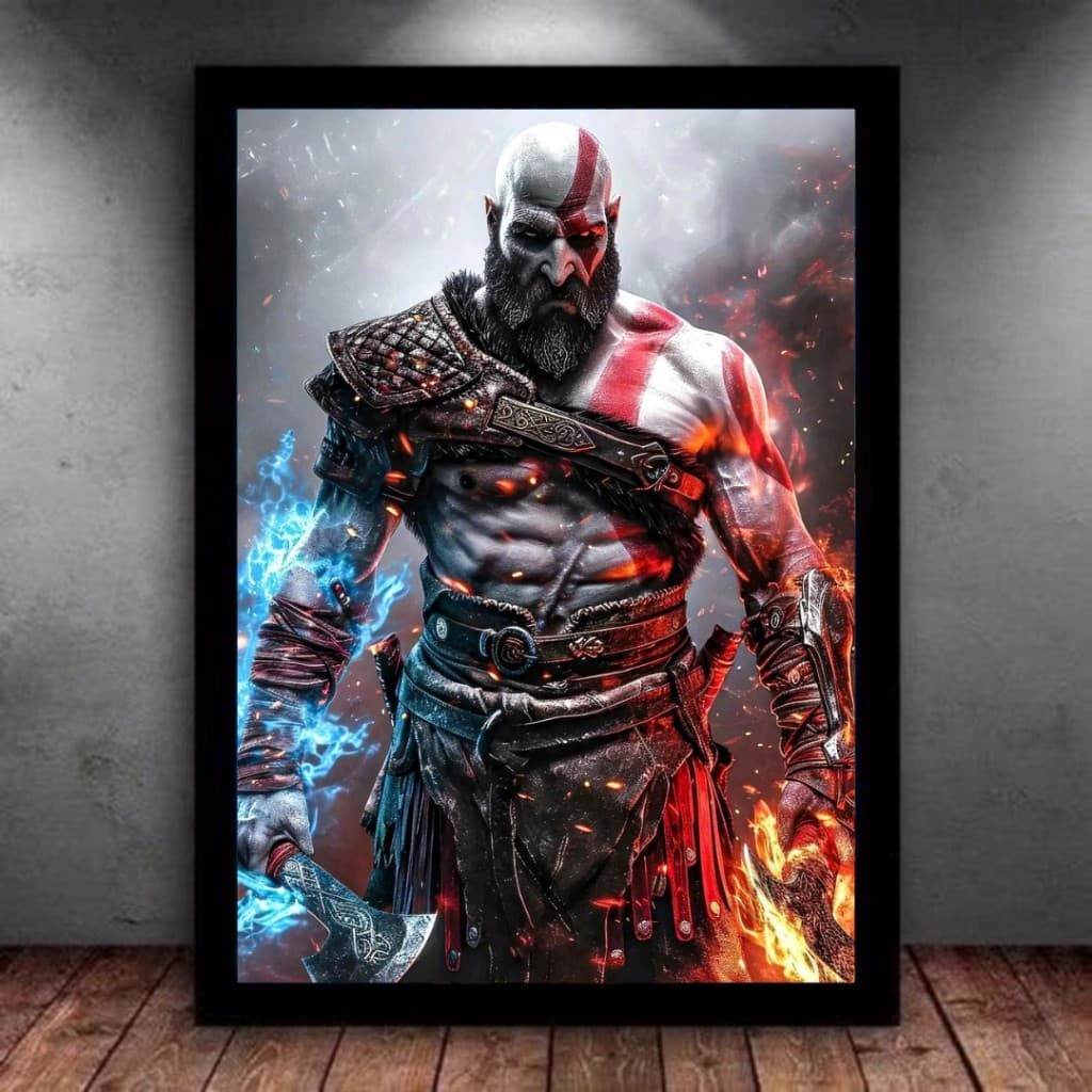 Quadro Decorativo God Of War Kratos Deus Da Guerra Jogo Gekk Gamer Nostalgia Zeus Odin