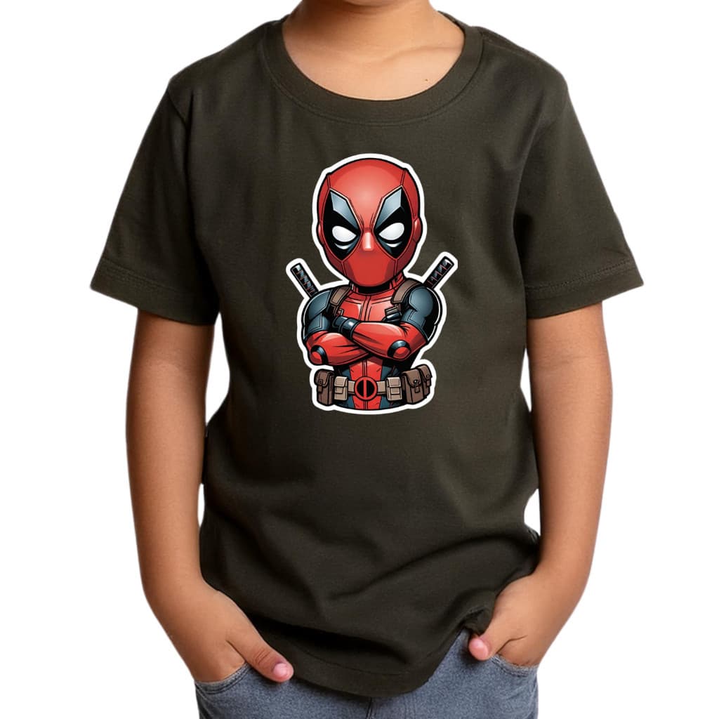 Camiseta Infantil Menino Deadpool Estampa Herói Divertida Camisa Criança Verão Volta as Aulas