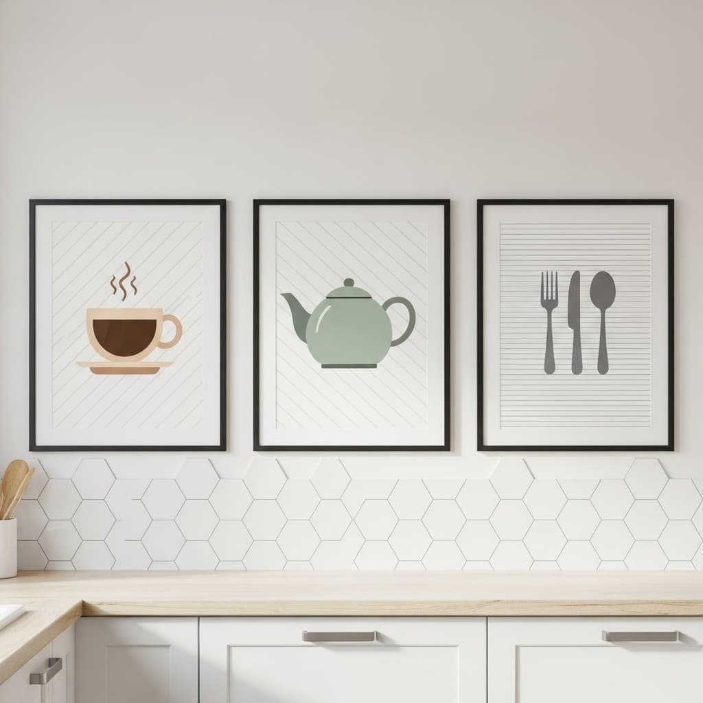 Kit 3 Quadros para Cozinha Moderna | Café, Chá e Talheres Decorativos Frete gratis promocao !
