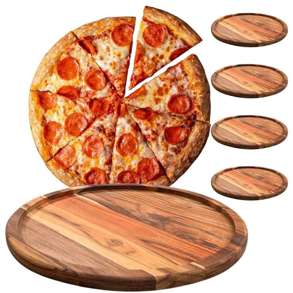 Kit 4 Tábuas Suportes De Madeira 30Cm Para Cortar E Servir Pizzas