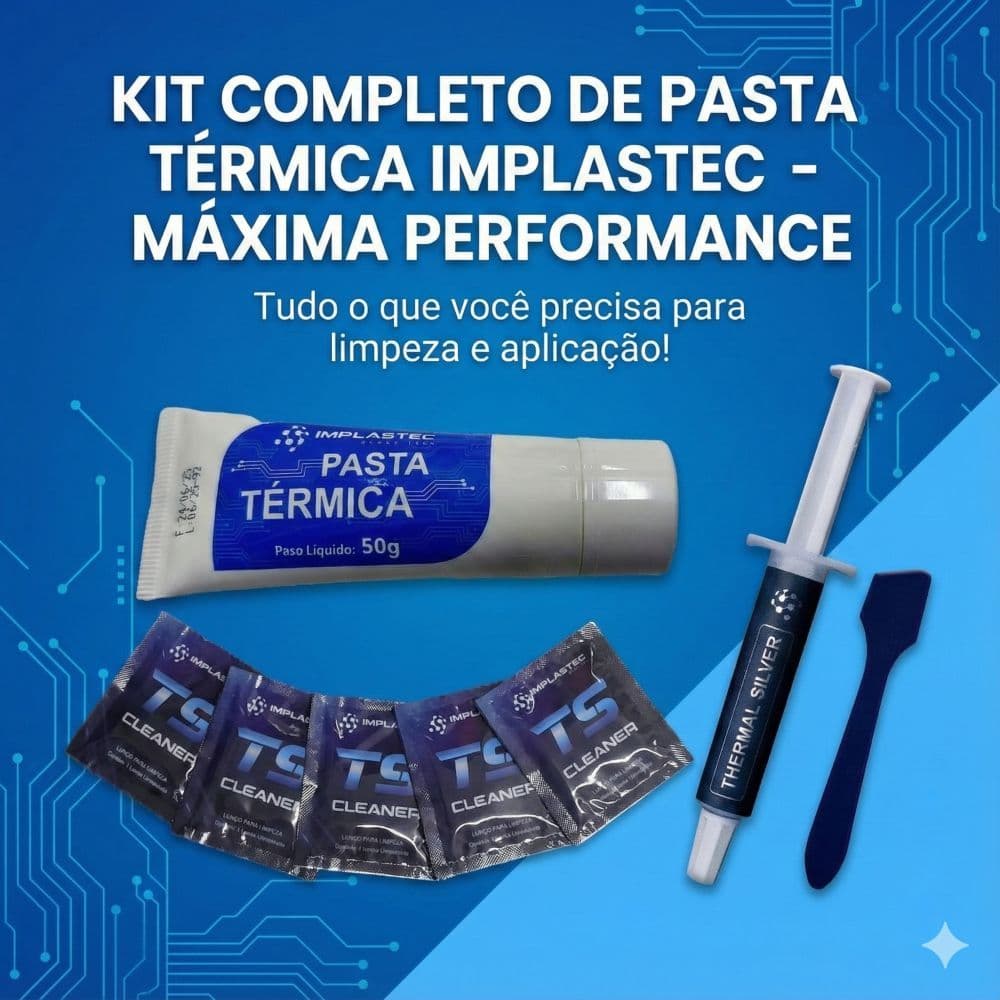 Kit Pasta Termica Thermal Silver 5G Pasta termica Branca Bisnaga 50G 5 Lenços para limpeza
