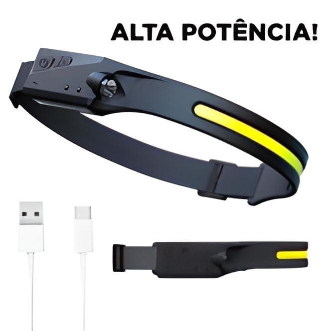 LANTERNA DE CABEÇA LED PROFISSIONAL RECARREGÁVEL USB COM SENSOR DE MOVIMENTO ALTA POTÊNCIA PROVA D’ÁGUA