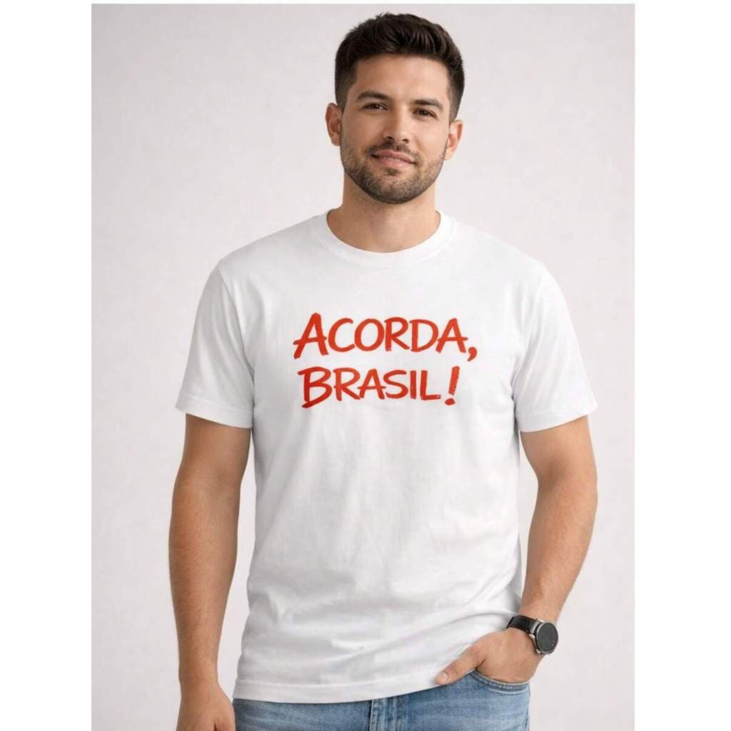Camiseta Caminhada Acorda Brasil Blusa Nikolas Camisa 100% Algodão Unissex Plus Size Unissex Frente e Costas