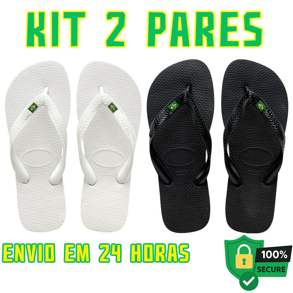 Kit Dois Pares Chinelo Da Bandeirinha Havanas Masculino Feminino Sandália De Dedo Verão- Oferta!!