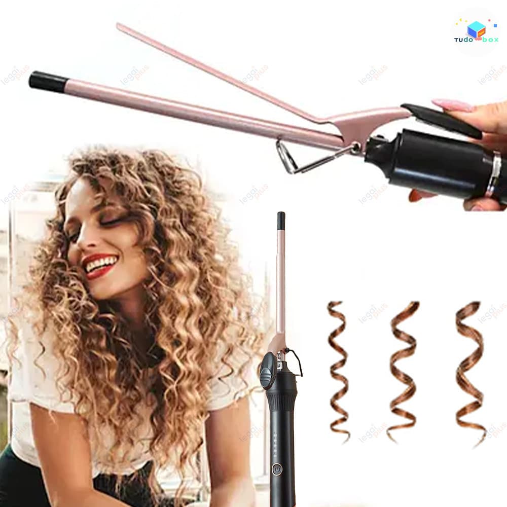 Ferro Encaracolador Profissional 9mm, Barral de Cerâmica para Todos os Tipos de Cabelo (1/3 Polegada)