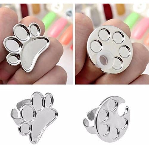 Mini paleta de manicure, suporte de esmalte de metal usável, paleta tinta, anéis de dedo.-ZemMart-