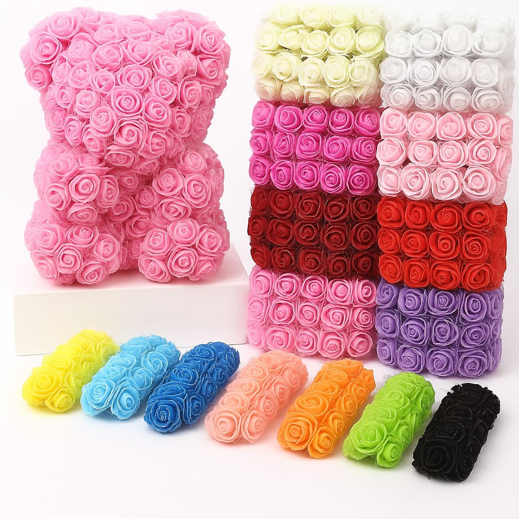 Kit 72 Mini Florzinhas de EVA Rosas Artificiais para Lembrancinhas