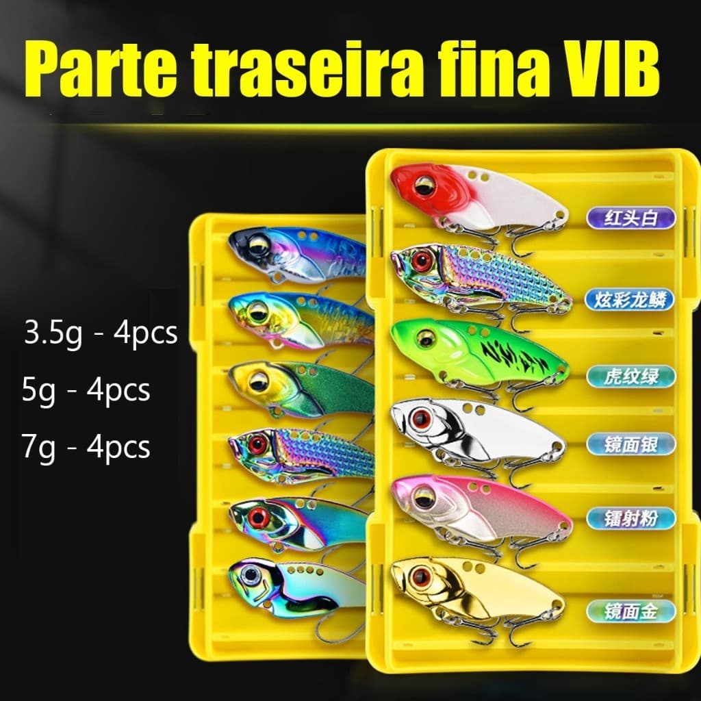 12 color 3.5+5+7g vib estrada falsa isca de ferro conjunto longe lançar estrada isca para matar