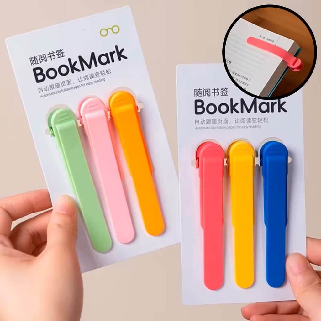 3 Peças Marcador De Páginas Inteligente De Silicone Clipes De Leitura Livros Texto Para Estudantes