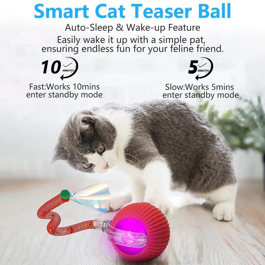 Brinquedo Interativo para Gatos e Cães Bola Inteligente Automática Recarregável com Cauda