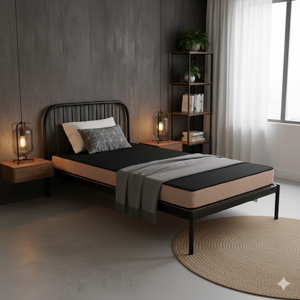 Colchão 88x188x14 D28 Solteiro Promoção Forte Preto e Bege Confortável Melhor Preço.