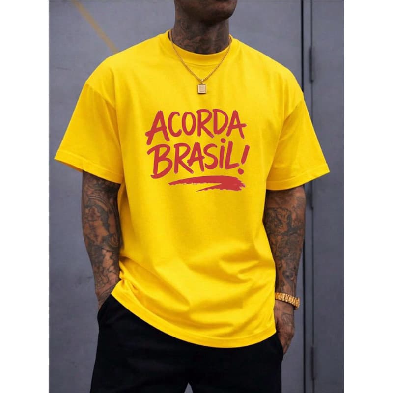 Camiseta Masculina e Feminina Acorda Brasil 100% Algodão Premium do Brasil Diversas Cores Unissex