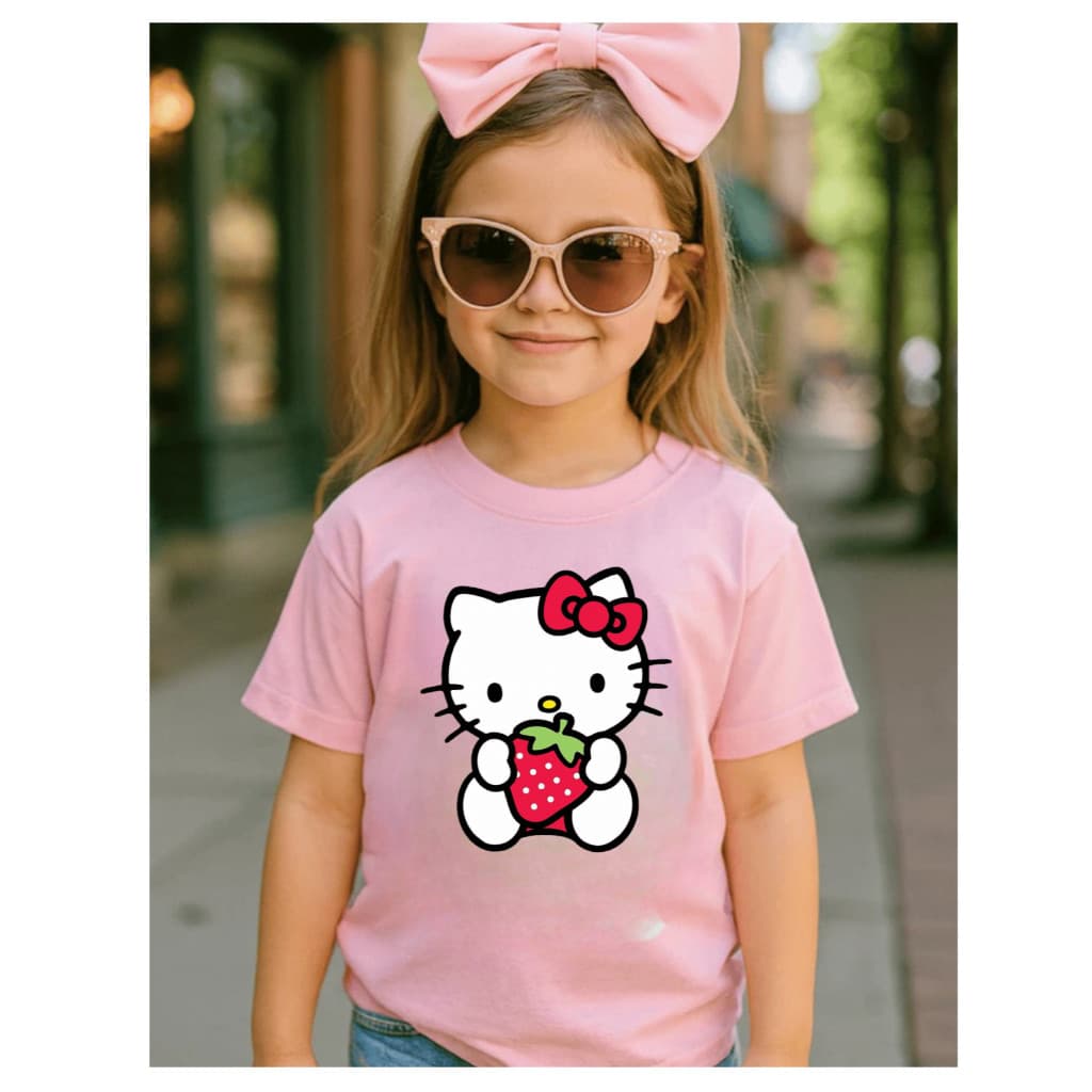 blusa infantil menina camiseta personagem hello kitty 100% algodao