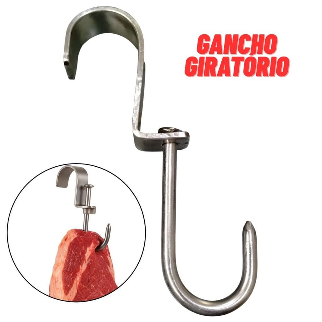 Gancho Para Frigorifico Giratorio 26cm Em Aço Inox Açougue