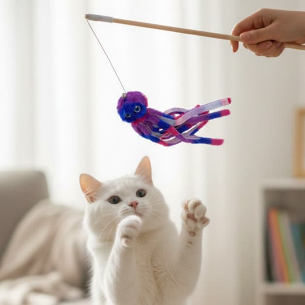VARINHA PARA GATO E OUTROS PETS - COM POLVO DE PELÚCIA - 40CM