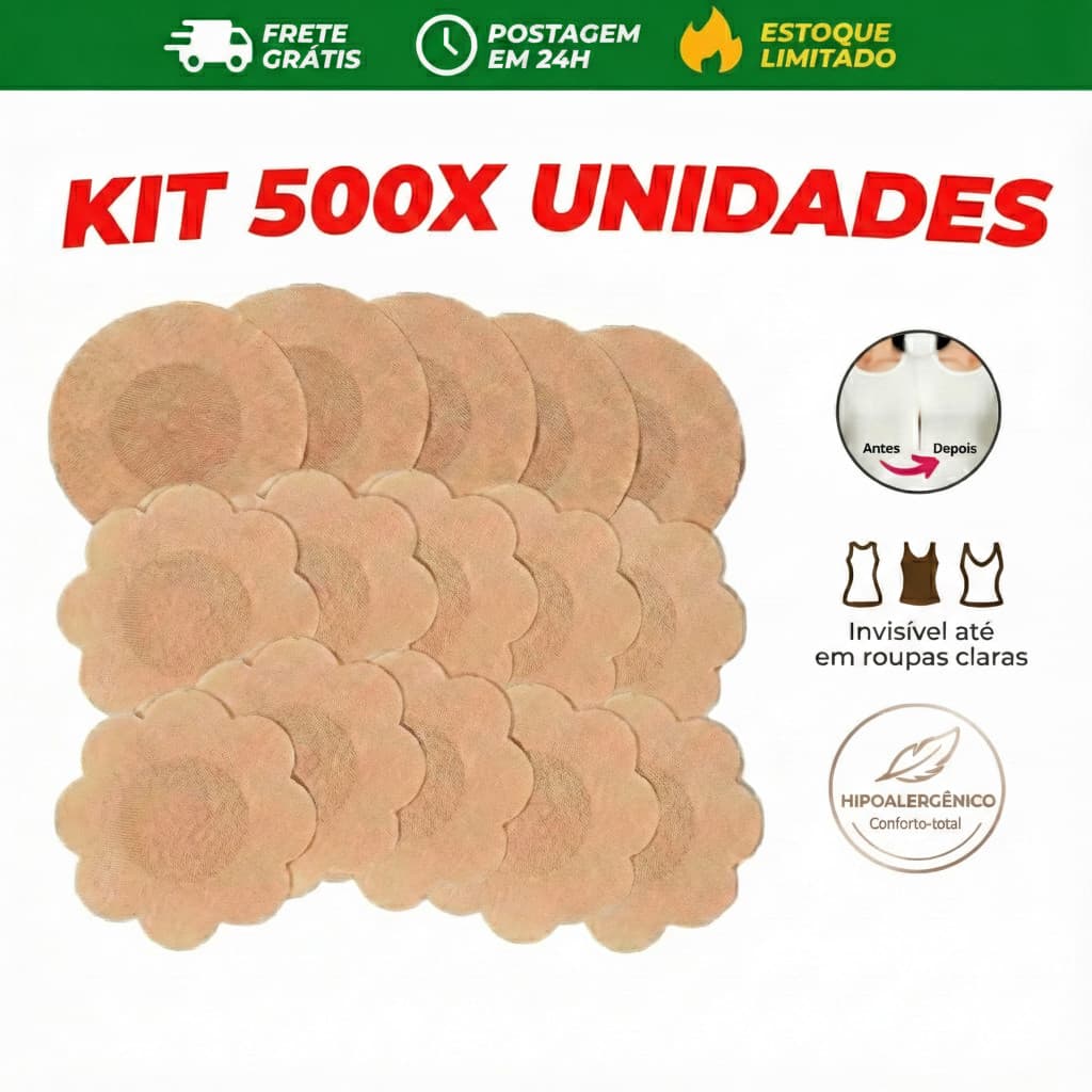 Pacote 500x Tapa Seios Adesivo Invisível 7,5cm Protetor para Mamilo Envio 24h