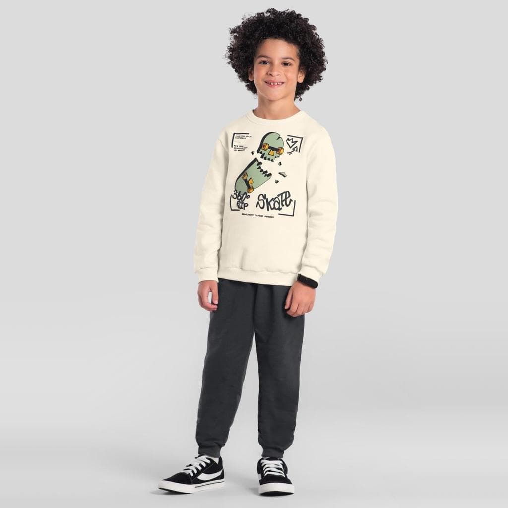 Conjunto infantil menino em moletom de skate Brandili